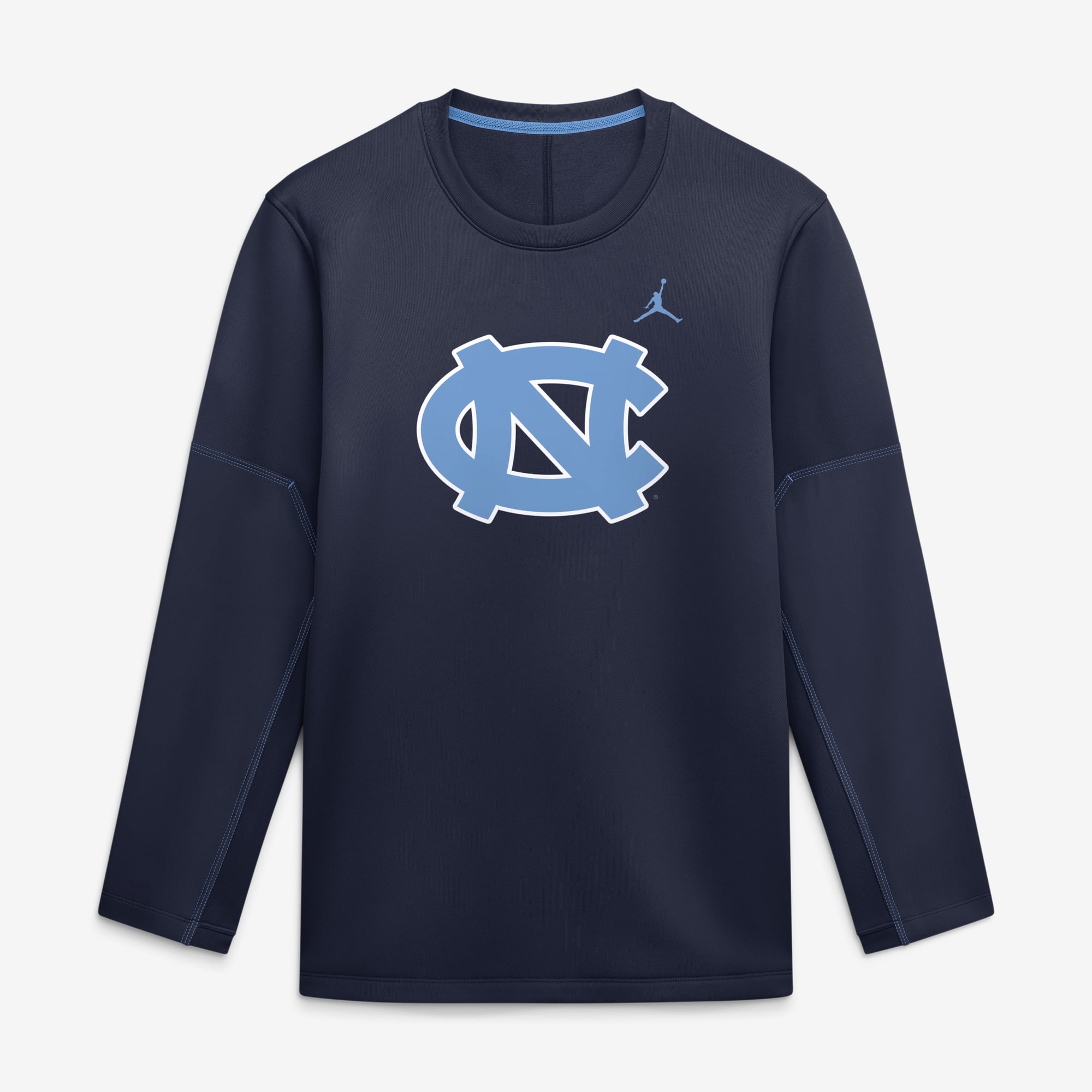 Men's Jordan Brand Navy North Carolina Tar Heels 2026 Sideline Coaches Therma-FIT Long Sleeve Top
